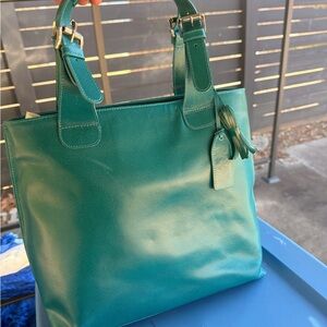 Chic Teal Leather Tote Bag